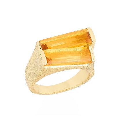 Citrine Ring, Gold Finish