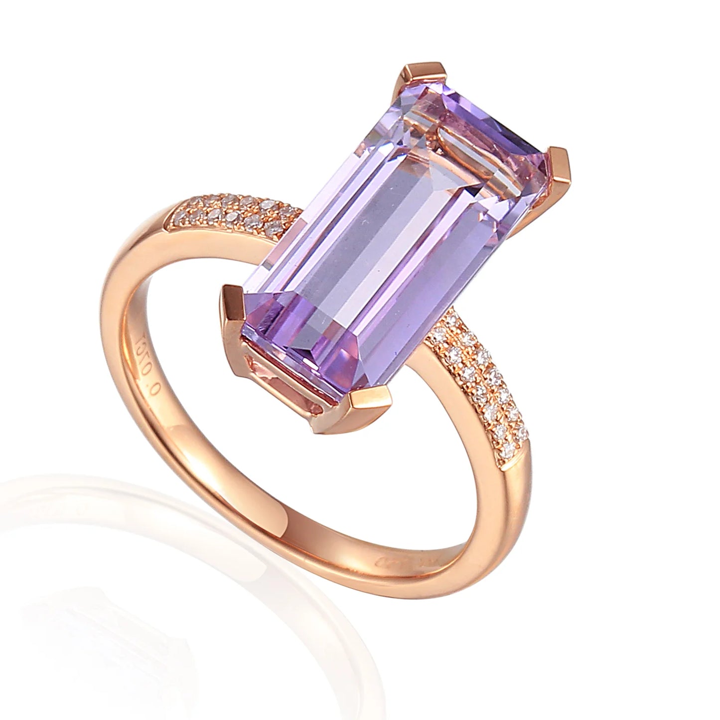 Pink Amethyst and Diamond Ring