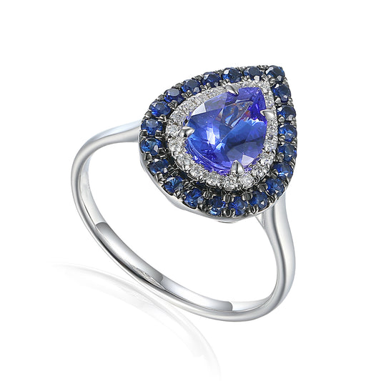Tanzanite, Sapphire and Diamond Ring