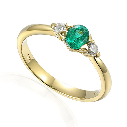 Emerald And Diamond Trilogy Ring
