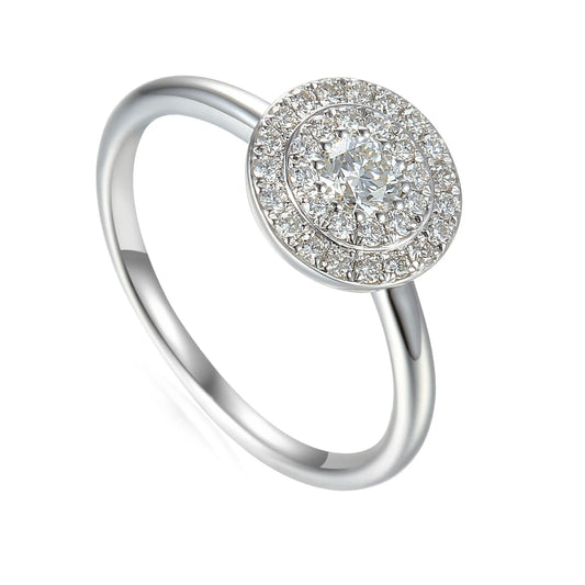 Double Row Diamond Cluster Ring