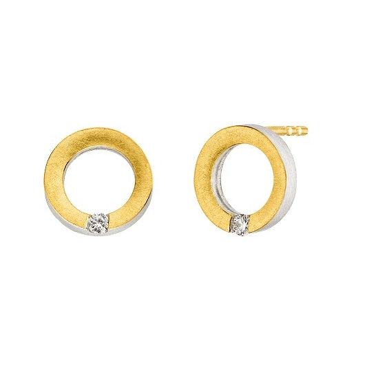 Silver and Gold Diamond Circle Studs