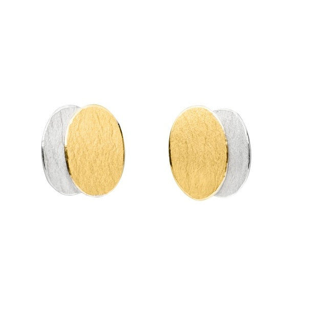 Silver and Gold Oval Studs