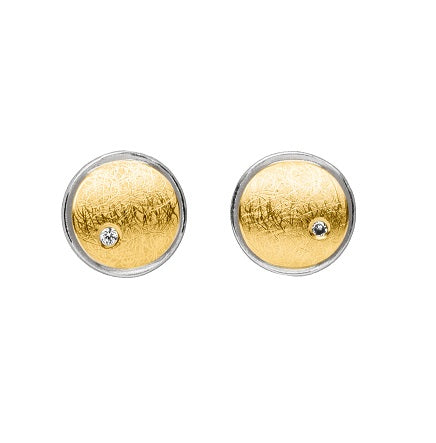 Silver and Gold Diamond Circle Studs