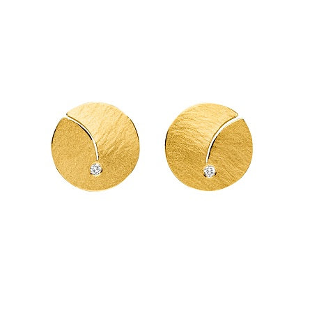Silver and Gold Diamond Circle Studs