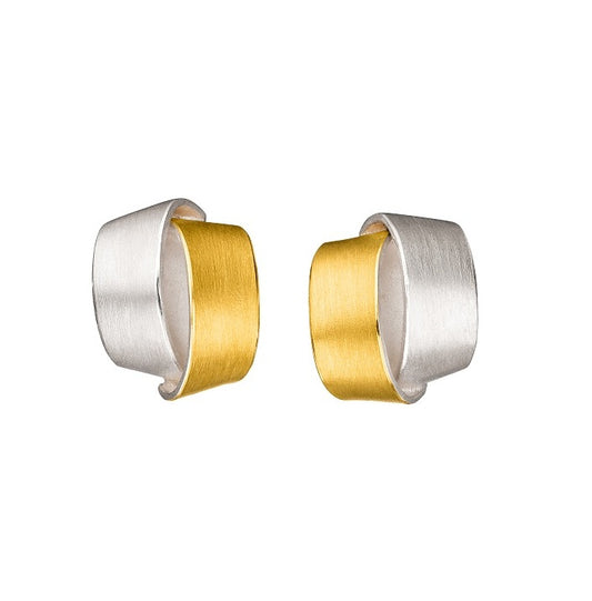 Silver and Gold Ribbon Studs