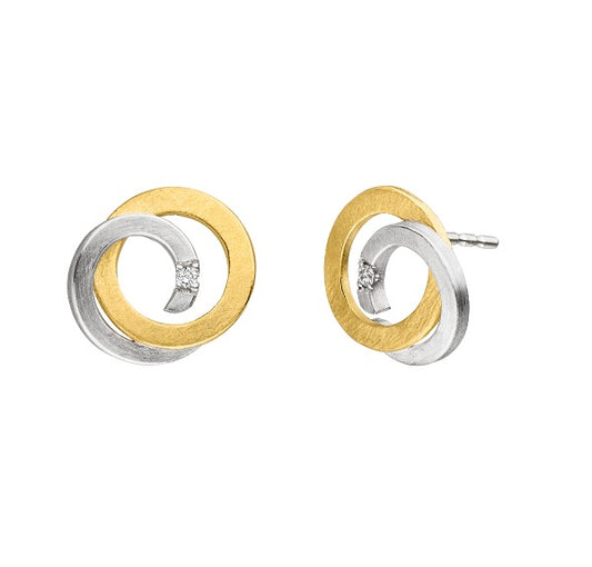 Silver and Gold Diamond Spiral Studs