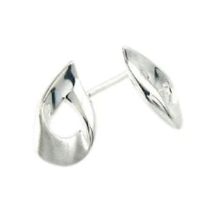 Open Teardrop Twist Stud Earrings, Silver