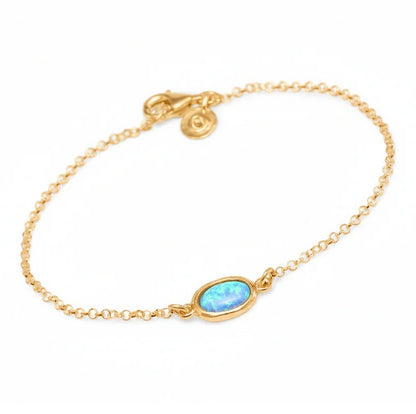 Opalite and Silver Bracelet, Gold finish