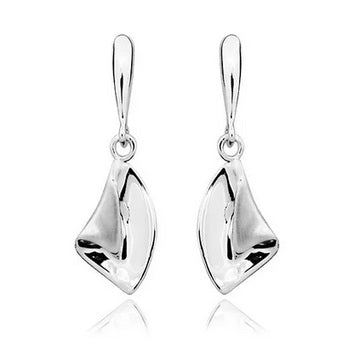 Folded Drop Earrings, Silver