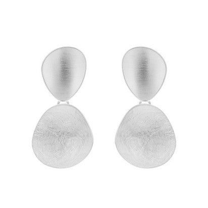 Silver Disc Drop Earrings