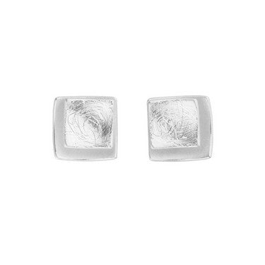 Silver Layered Square Stud Earrings