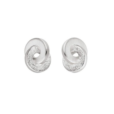 Silver Interlinked Disc Stud Earrings