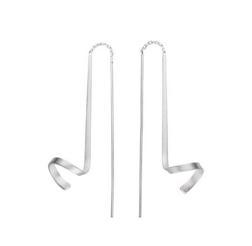 Silver Pull-Through Ribbon Twist Earrings