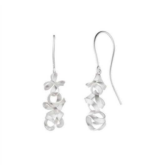 Silver Triple Curl Drop Earrings