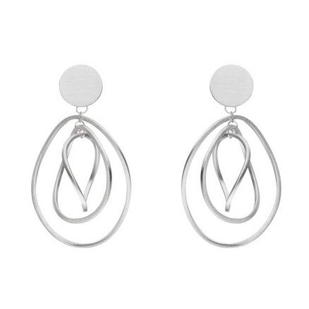 Silver Oval Drop Earrings