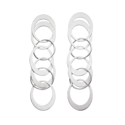 Silver Multi Oval Drop Earrings