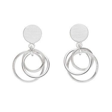 Silver Multi Circle Drop Earrings