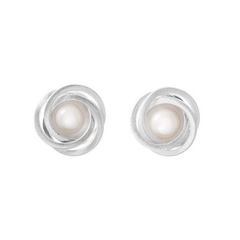 Silver and Pearl Stud Earrings