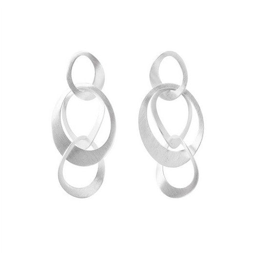 Silver Multi Oval Drop Earrings
