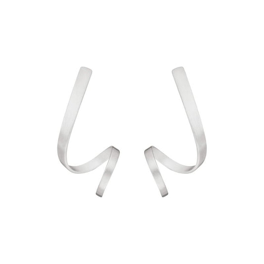 Silver Ribbon Curl Stud Earrings