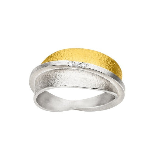 Silver and Gold Diamond Wrap Ring