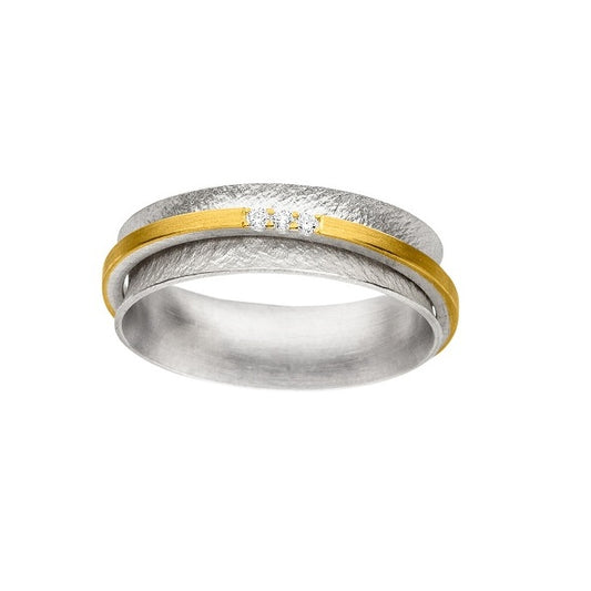 Silver and Gold Spinning Diamond Ring