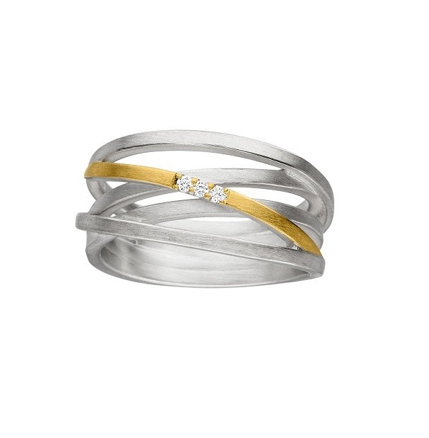 Silver and Gold Diamond Multi Strand Ring