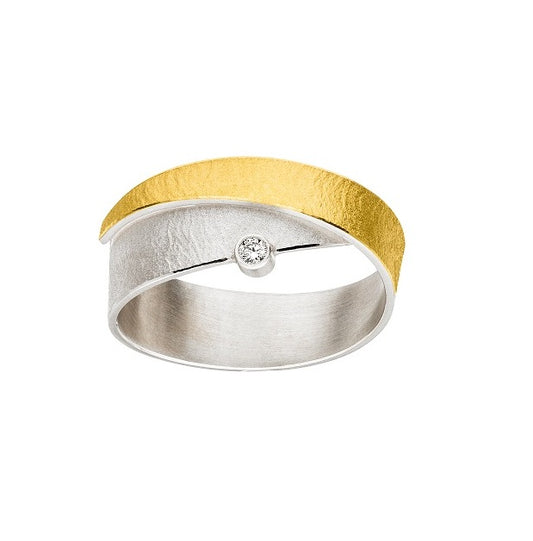 Silver and Gold Diamond Wrap Ring