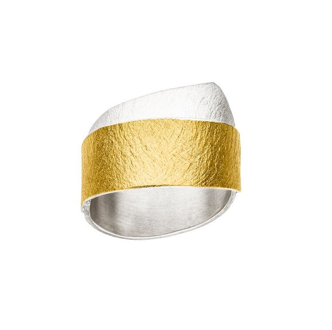 Silver and Gold Wide Wrap Ring