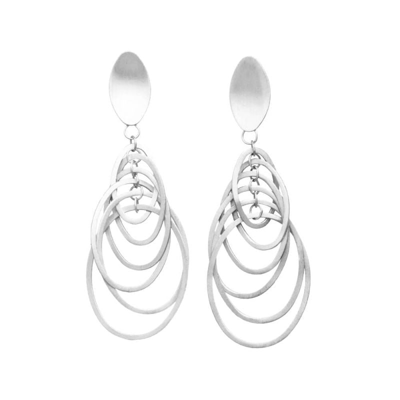 Silver Multi Oval Link Drop Earrings