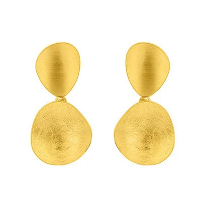 Gold Finish Disc Drop Earrings