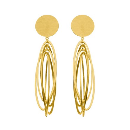 Gold Finish Multi Oval Drop Earrings