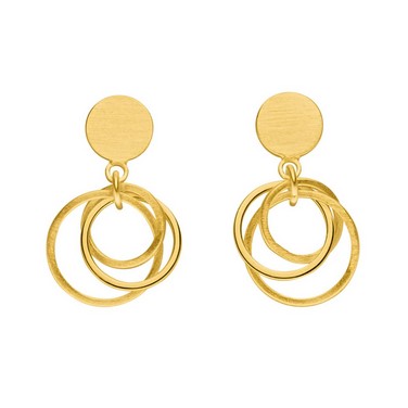 Gold Finish Multi Circle Drop Earrings
