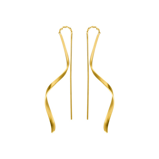 Gold Finish Pull-Through Ribbon Curl Drops