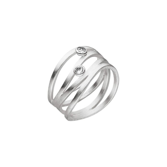 Silver Multi Wave Band With CZ