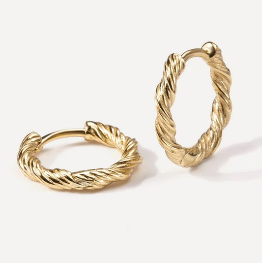 Rope Twisted Huggie Hoops, YGP