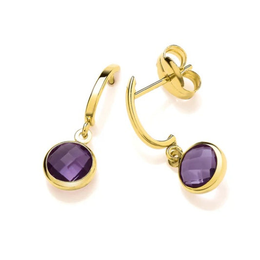 9ct Gold Amethyst Drop Earrings