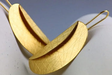 Silver Folded Oval Drop Earrings, YGP