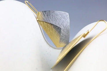 Silver Folded Square Drop Earrings, YGP