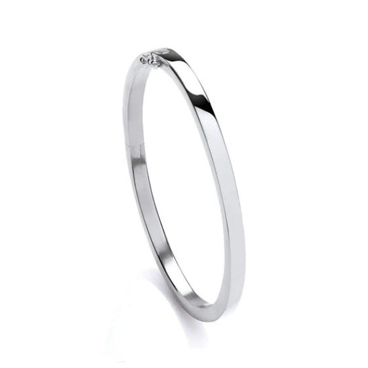 Silver Oval Hinged Bangle