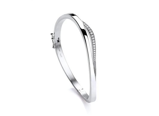 Silver And CZ Wave Bangle
