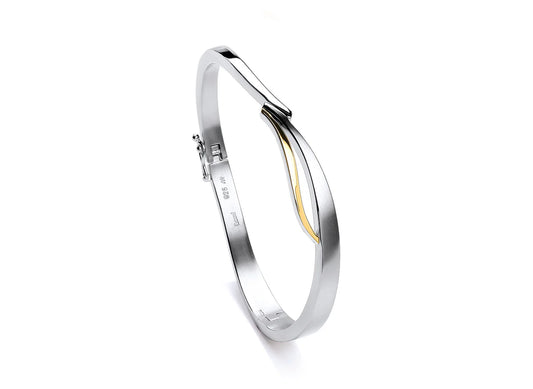 Silver Gold Wave Bangle