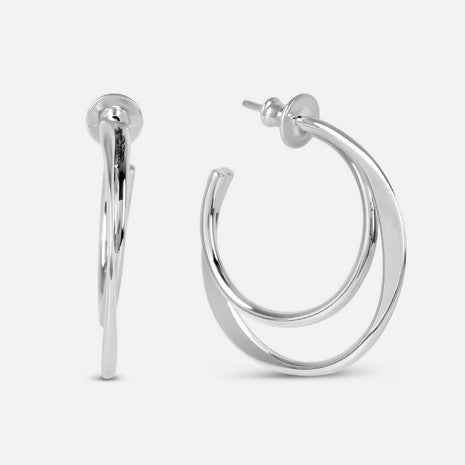 Double Hoop Earrings, Silver