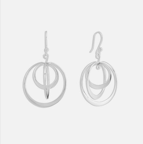 Spinning Circle Earrings, Silver