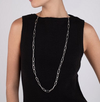 Silver Long Paperclip Necklace