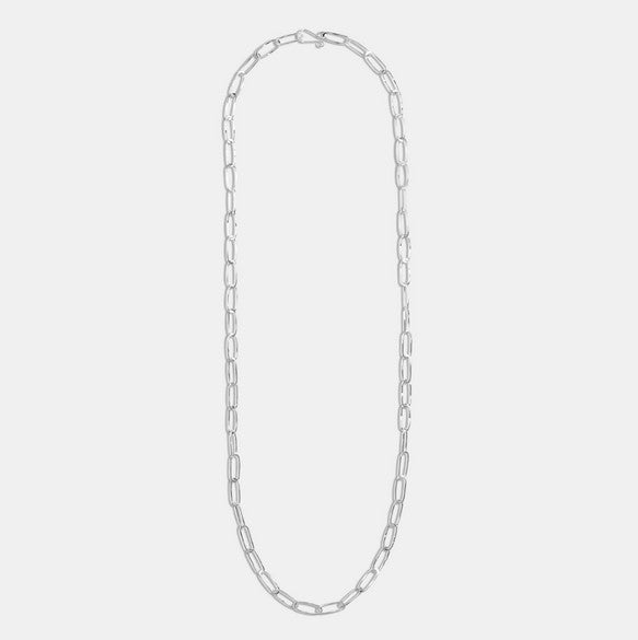 Silver Long Paperclip Necklace