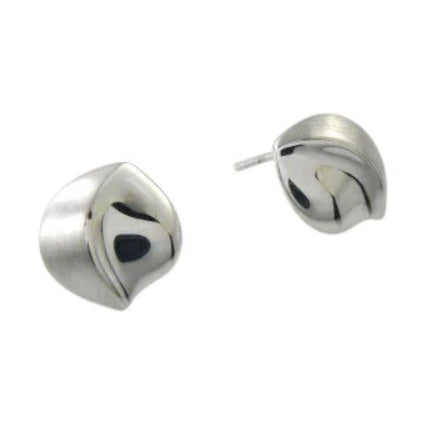 Modern Circle Stud Earrings, Silver