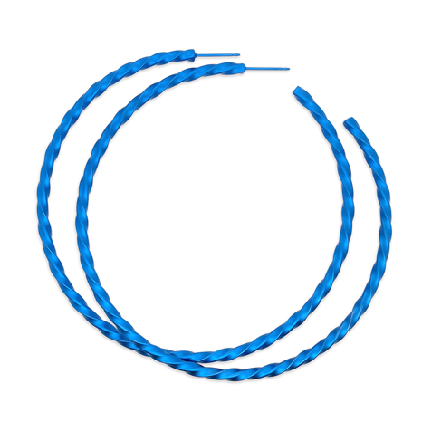 Titanium Twisted Hoops - Blue 76mm