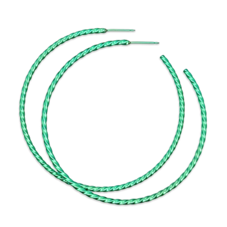 Titanium Twisted Hoops - Green 58mm